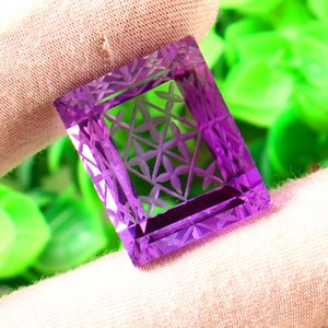 100% Natural Amethyst Fantasy Cut Carving Gemstone - Amethyst Carving - Carving Gemstone - Size - 20x16x9mm - 30 Carat ---- Amethyst