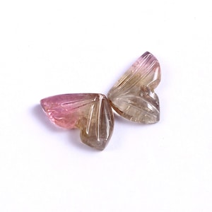 Natural Tourmaline Butterfly Hand  Carved loose Gemstone - Size 9x6mm -2 Carat