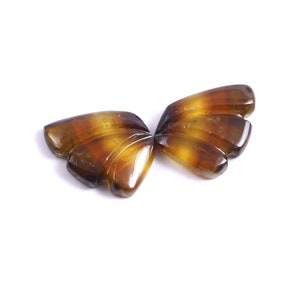 Natural Bio yellow  Tourmaline Butterfly Carving- Tourmaline Hand Carved Tourmaline  loose Gemstone - Size 13x11mm - 7.40 Carat