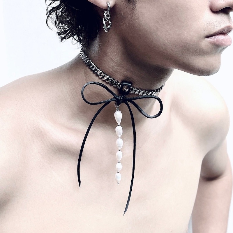 Irregular Studded Dark Punk Necklace