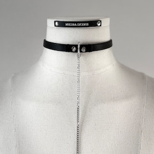 Gargantilla T2 de edición limitada, hecha a mano, con púas, cadena de cuero para mujer y hombre - MEKERA STUDIOS