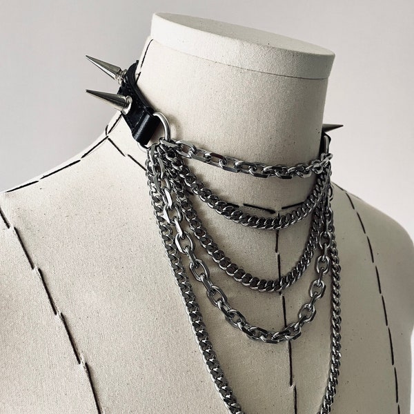 Limited Edition Handcrafted LXX3-SPIKE Choker Necklace Leather Chain For women For men-MEKERA STUDIOS