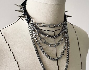 Handcrafted LX6-SPIKES Limited Edition Handcrafted Leather Choker Necklace  Chain For women For men - MEKERA STUDIOS