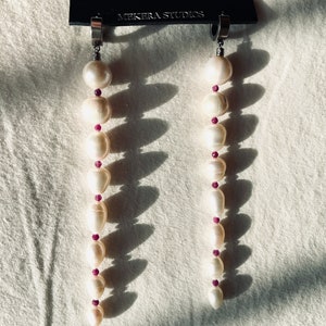 ES4 Boucles d'oreilles rubis perles longue chaîne Chaîne de corps fabriquée à la main en édition limitée de la collection Y MEKERA STUDIOS image 5