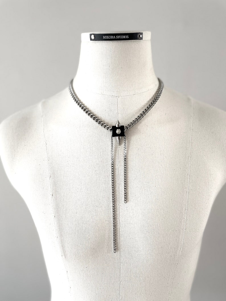 SX1 Limited Edition Handcrafted Choker Spike Necklace Leather Chain For women For men-MEKERA STUDIOS image 7