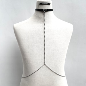 Gargantilla de cadena corporal T5, edición limitada, hecha a mano, con púas, de cuero, para mujer y hombre - MEKERA STUDIOS