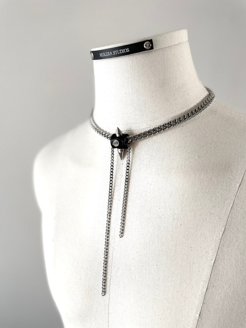 SX1 Limited Edition Handcrafted Choker Spike Necklace Leather Chain For women For men-MEKERA STUDIOS zdjęcie 3
