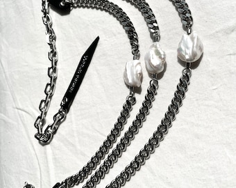 Perlen- und Lederhalsband, limitierte Auflage, handgefertigte Halskette, Halsband Spike, für Damen und Herren – MEKERA STUDIOS