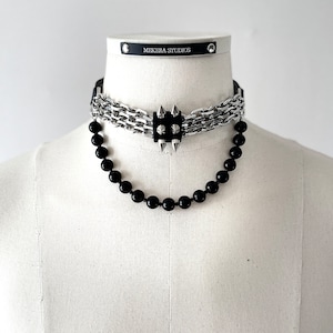 CX6 Leather Spike Onyx Choker Limited Edition Handcrafted Necklace Chain For women For men MEKERA STUDIOS zdjęcie 7