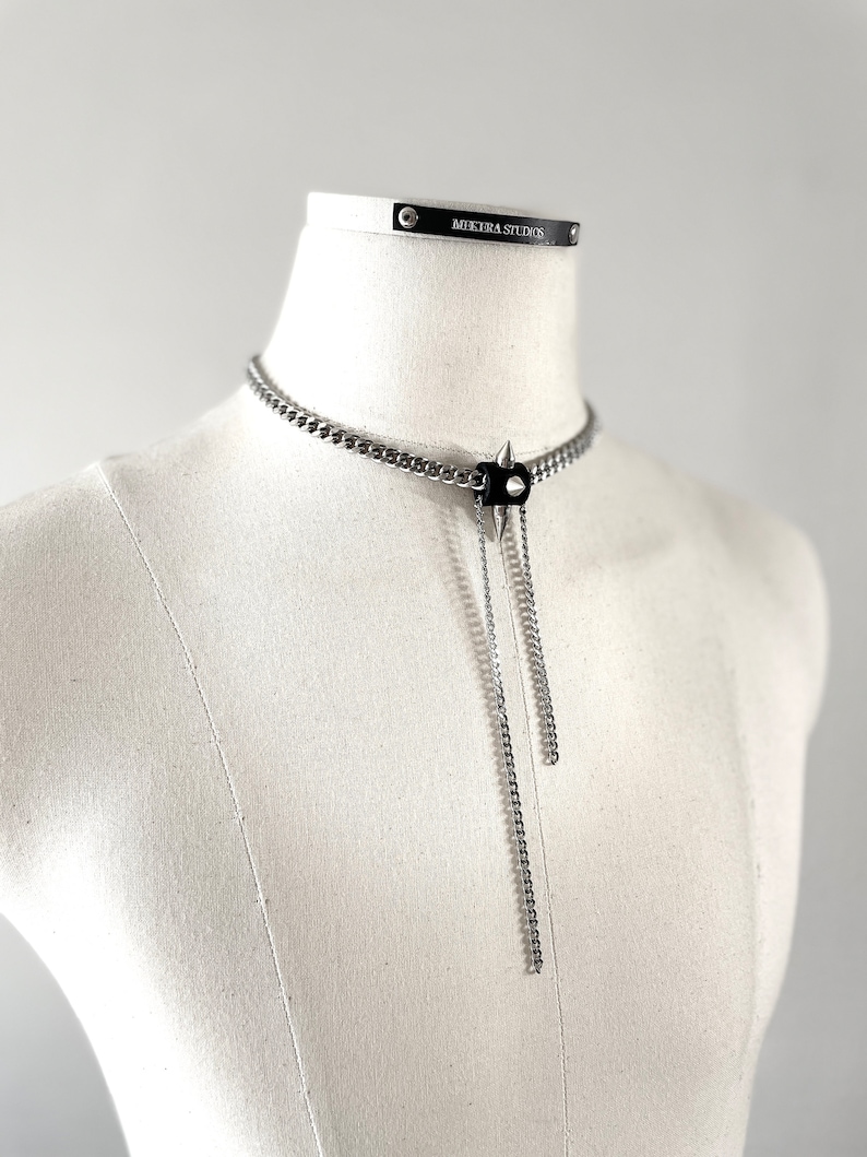 SX1 Limited Edition Handcrafted Choker Spike Necklace Leather Chain For women For men-MEKERA STUDIOS zdjęcie 5
