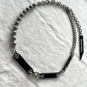 Leather & Stone Necklace NP1 Limited Edition Handcrafted Grunge Punk goth gothic Silver Choker Spike  For women For men-MEKERA STUDIOS