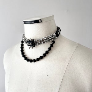 CX6 Leather Spike Onyx Choker Limited Edition Handcrafted Necklace Chain For women For men MEKERA STUDIOS zdjęcie 3