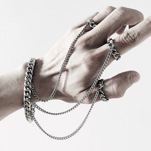 Pierścienie łańcuszkowe + bransoletka R1 Kolekcja limitowana bodychain Punk Grunge Gotyk Gotyk