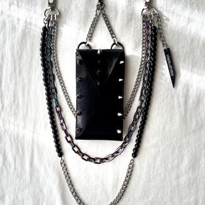 NP6-Pants Chain leather bag Black wallet  key punk grunge goth gothic Spike Limited Edition Handcrafted For women For men - MEKERA STUDIOS