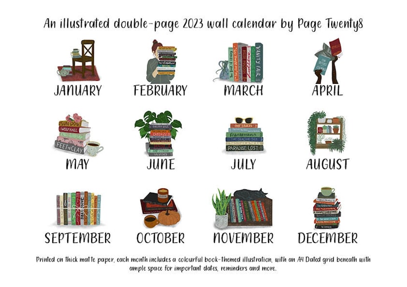 2023 Calendar. Book Lovers' Wall Planner. Book Club. - Etsy
