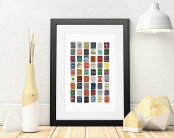 Philosophy Texts A3 Poster | Philosophy Book Print | Philosophy Student Gift | Library Art | Book Covers | Nietzsche | Kant | Sartre | Hegel