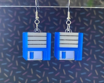 Save Disk Dangle Earrings