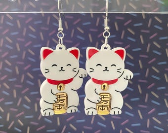 Lucky Cat Dangle Earrings
