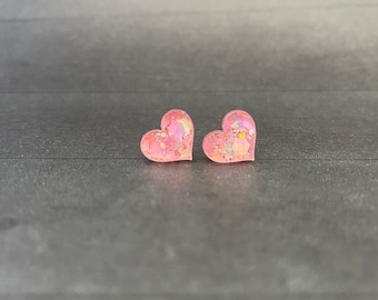 Glitter Heart Stud Earrings