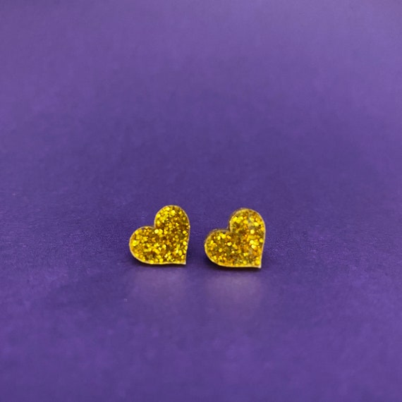 Glitter Heart Stud Earrings