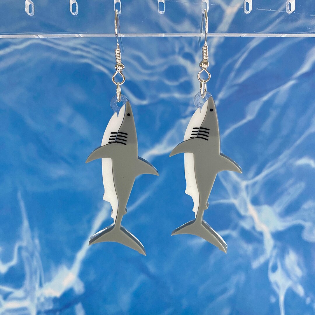 Great White Shark Dangle Earrings - Etsy
