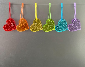 Rainbow Glitter Heart Stitch Markers