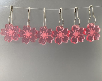 Glitter Cherry Blossom Stitch Markers