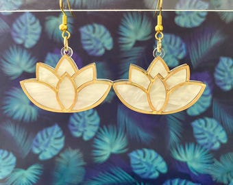 White Lotus Dangle Earrings