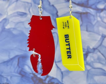 Lobster and Butter Dangle Earrings