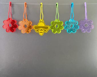 Glitter Flower Stitch Markers