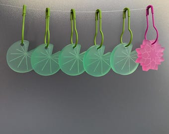 Lily Pad and Lotus Stitch Markers