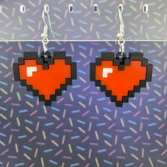 Pixel Heart Dangle Earrings