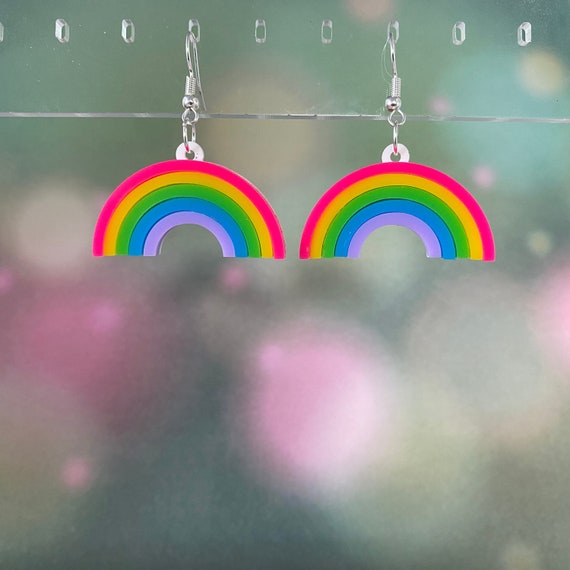 Retro Rainbow Dangle Earrings