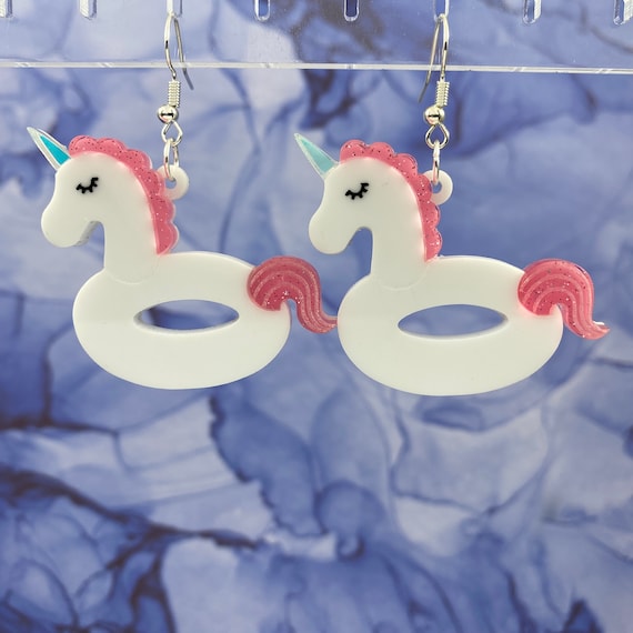Unicorn Pool Float Dangle Earrings