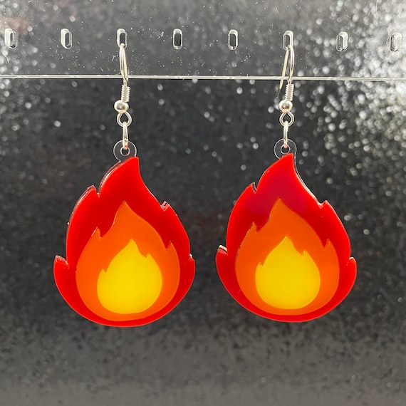 Flame Dangle Earrings Etsy