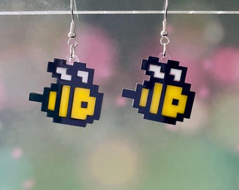 Pixel Bee Dangle Earrings
