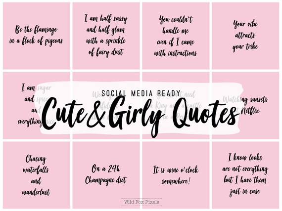 24 Pink Cute Girly Instagram Quotes Girl Power Social Media - Etsy 24 Pink Cute Girly Instagram Quotes Girl Power Social Media - Etsy