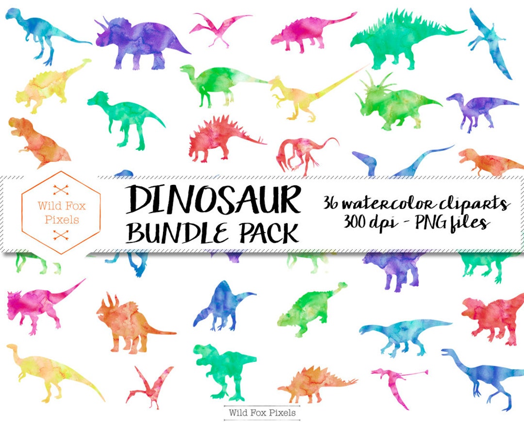 Dinosaur Watercolor Clipart Bundle Pack Commercial Use - Etsy Australia