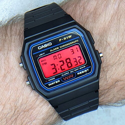 Casio Watch gold Detail With Flame Red 