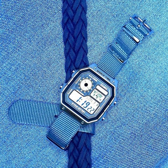 Reloj Casio F-91W con correa de nylon balístico James Bond. Opción