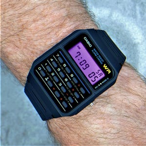Casio Calculator Watch with Lavender Screen Mod (CA-53W-1ER)