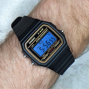 Casio Watch (Gold detail) with Blue Screen Mod (F-91W), The Blue Steel