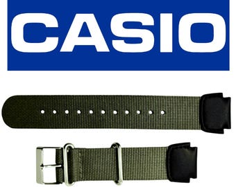 Bracelet de montre Casio authentique en nylon et toile pour AE-1200 / AE-1300 / MRW200H / WS1600H (18 mm) - 10438124 - Vert olive
