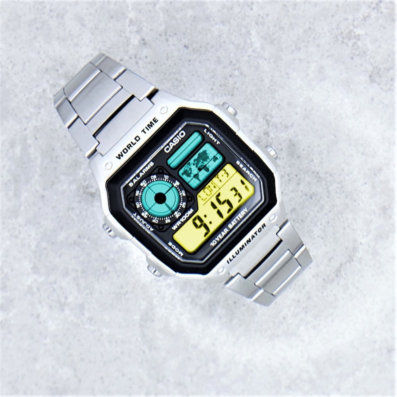 Casio World Time Watch with TWO Colour Screen Mod pick your Etsy