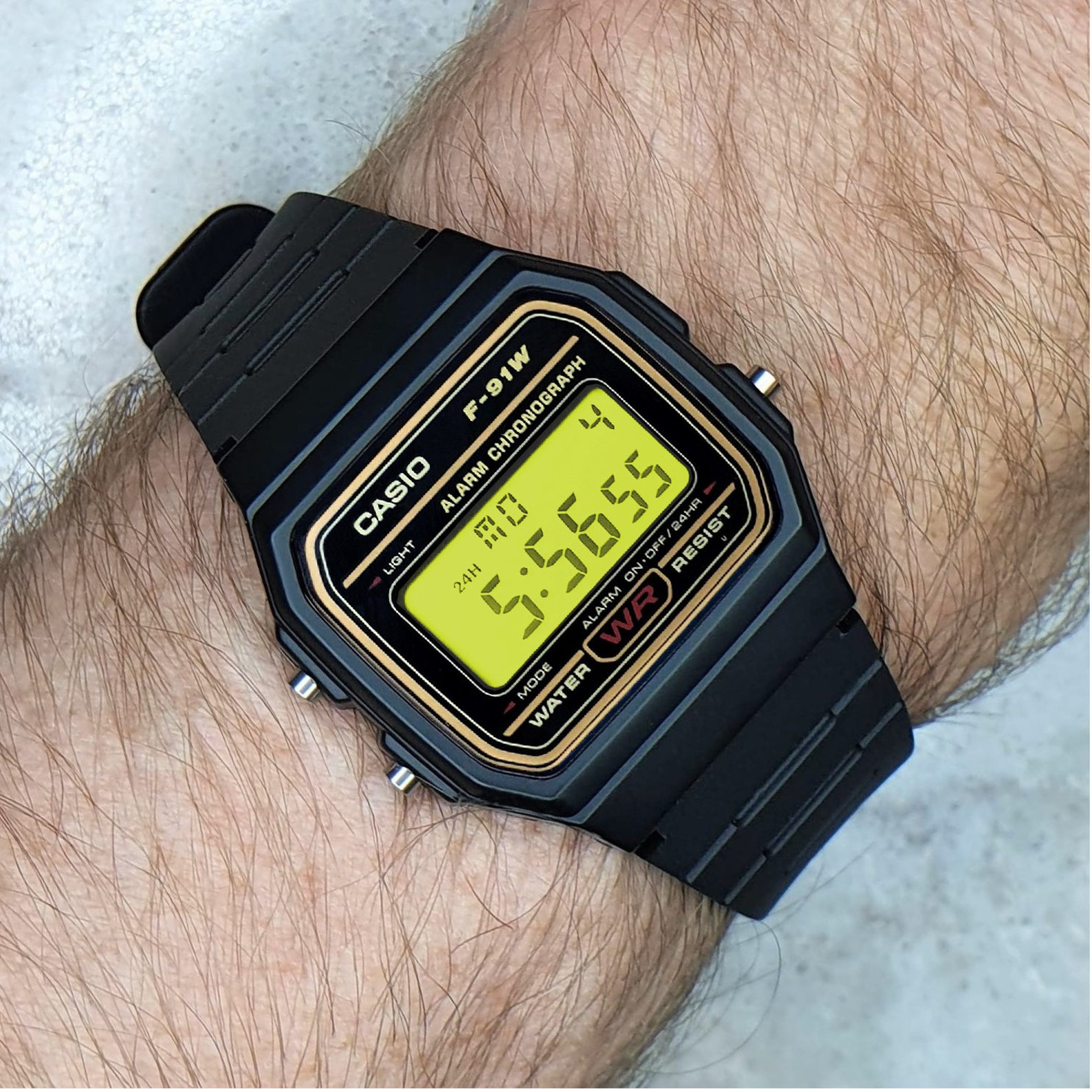 casio f91wc yellow