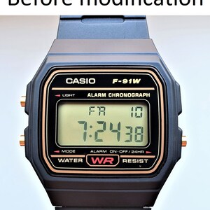 Casio Watch Gold detail with Orange Screen Mod F-91W, The Apricot image 2