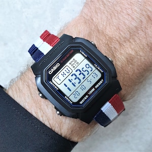 Casio Watch with Red, White and Blue Nylon Strap, The French Boss