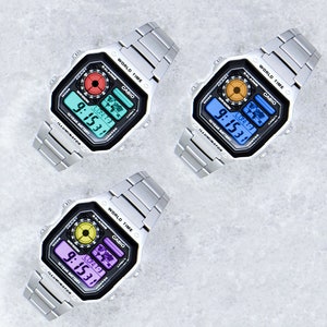 Casio World Time-horloge met TWEE kleurenschermmod., kies je eigen kleuren, AE-1200WHD-1AVEF
