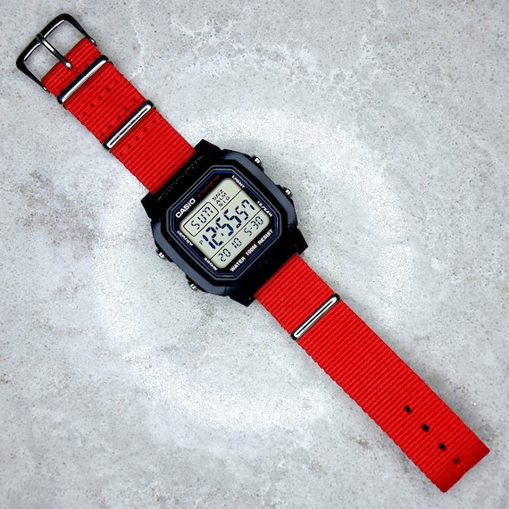 Casio 10 Year Battery Life Watch on a Red Nylon Strap W-800H-1AVES -   Canada