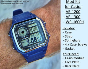Mod Kit for Casio Royale AE-1200 / AE-1300 / WS-1600H. Blue Case & strap / band (watch module not included)